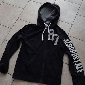 Lightweight black zip up hooded sweatshirt